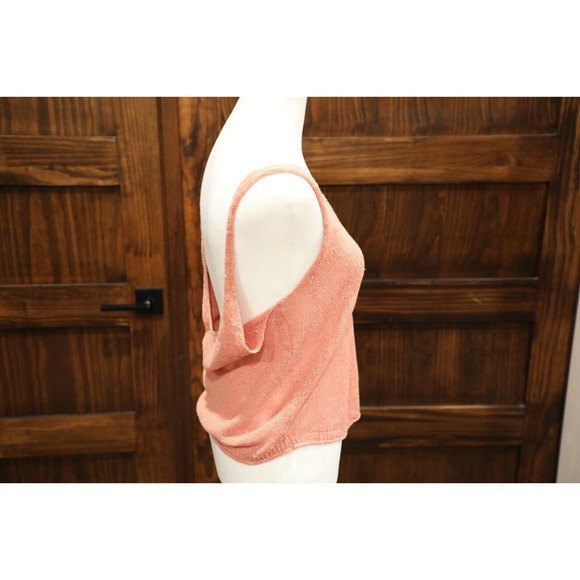 By Together Shirt Women Small Sleeveless Crop Top Peach Open Knit Sweater Boho - Picture 3 of 13